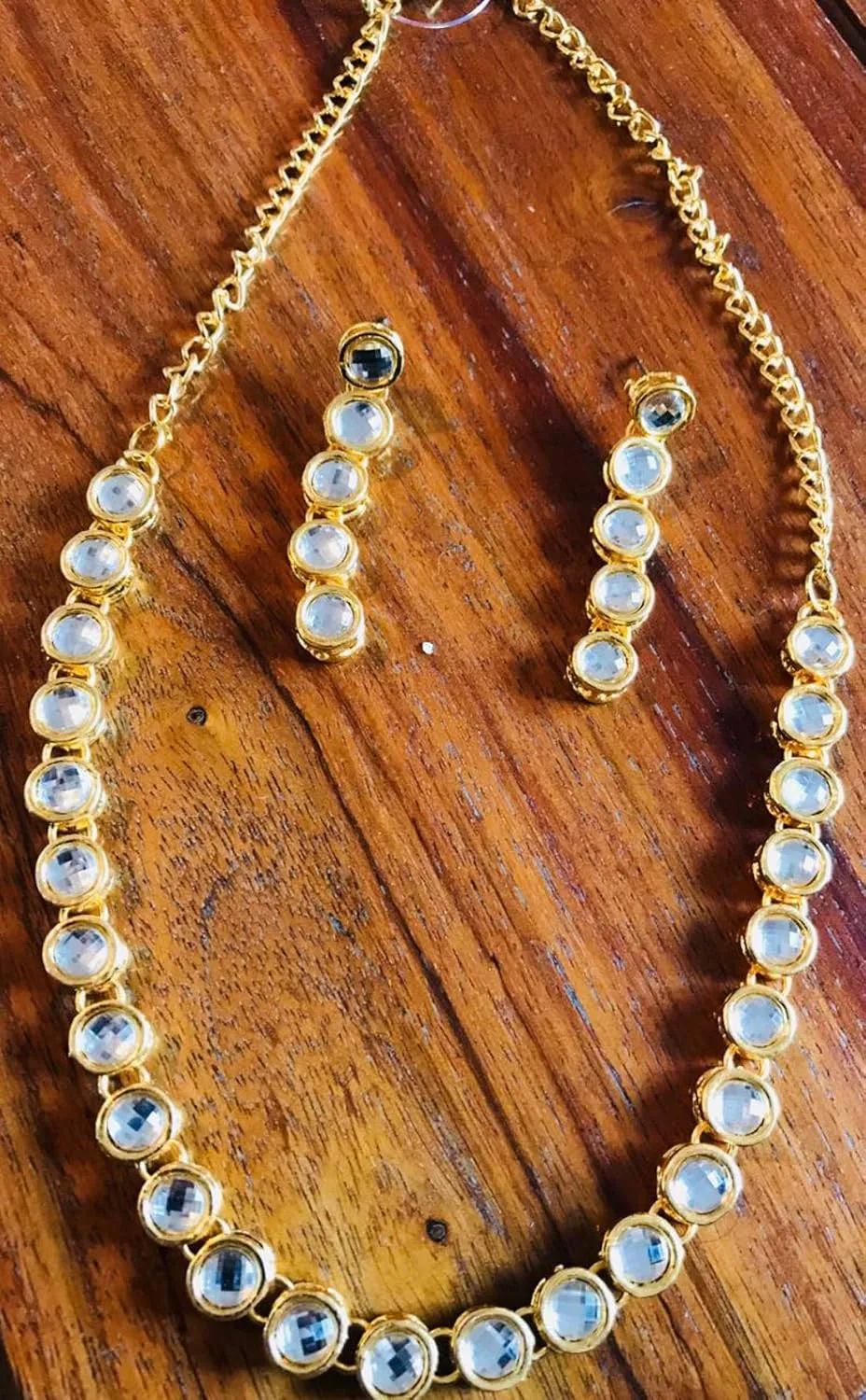 Touchstone Indian Bollywood Traditional Handcrafted Ethnic Designer Jewelry Necklace Set in Gold Or White Tone for Women.