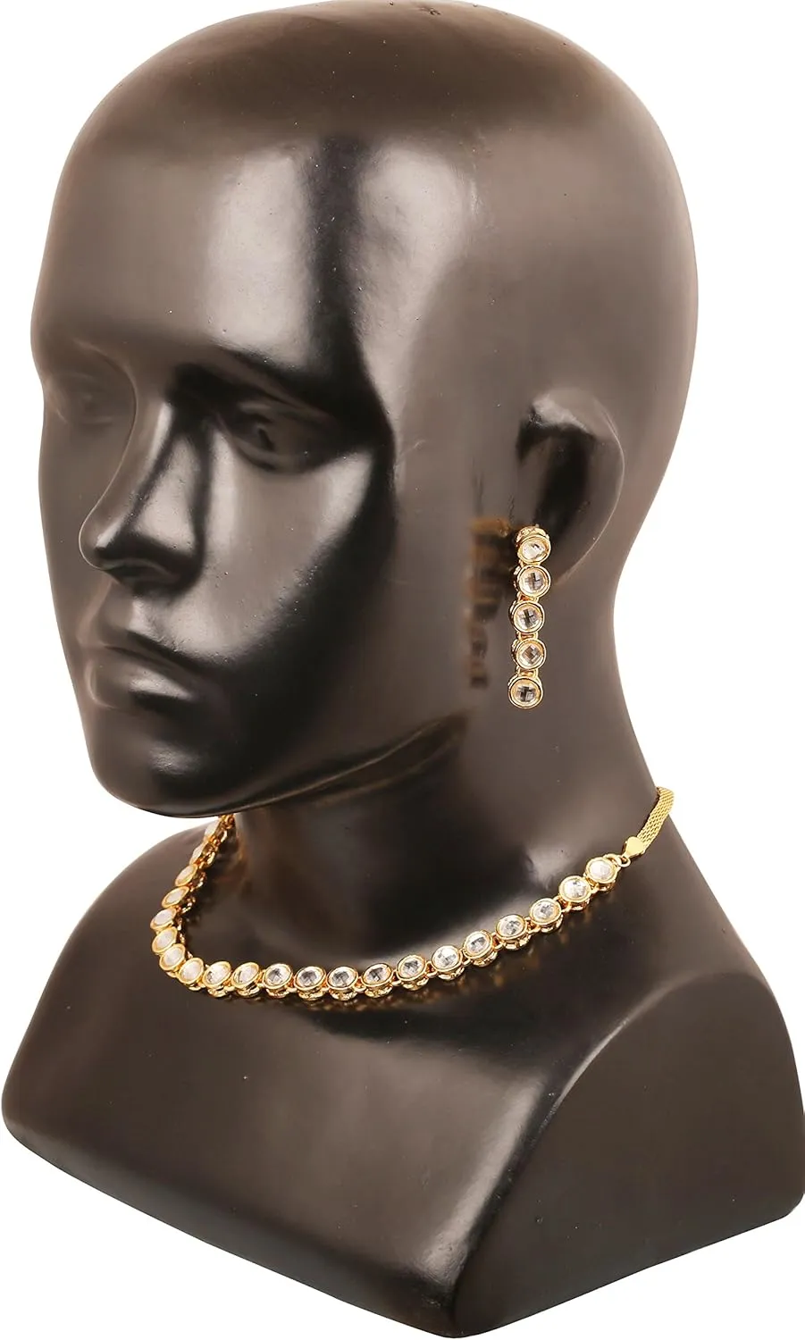 Touchstone Indian Bollywood Traditional Handcrafted Ethnic Designer Jewelry Necklace Set in Gold Or White Tone for Women.