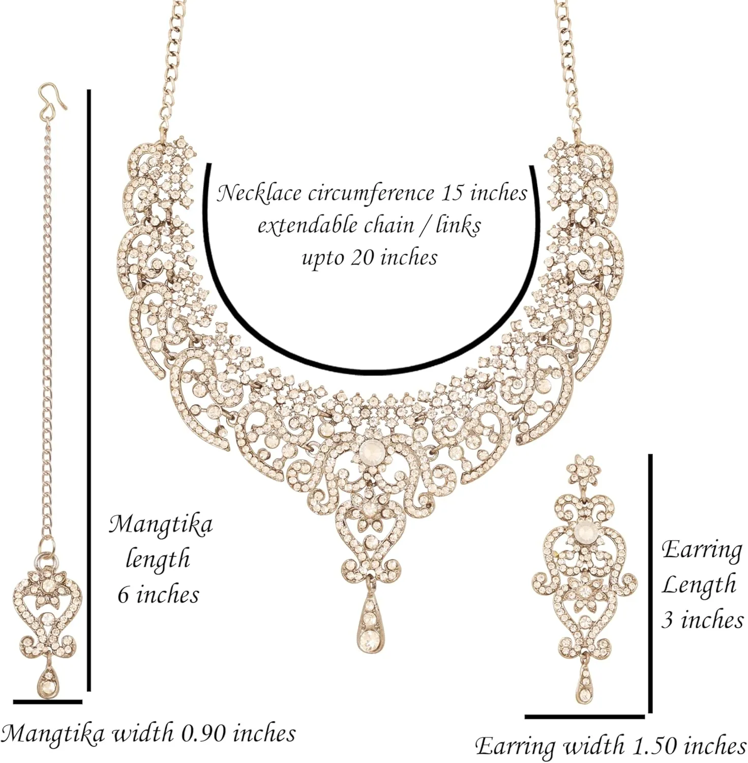 Touchstone Indian jewelry set for women bollywood gold jewellery wedding outfits necklace sets earrings bridal maang tikka fancy costume girls big desi accessories rhinestone in gold or silver tone