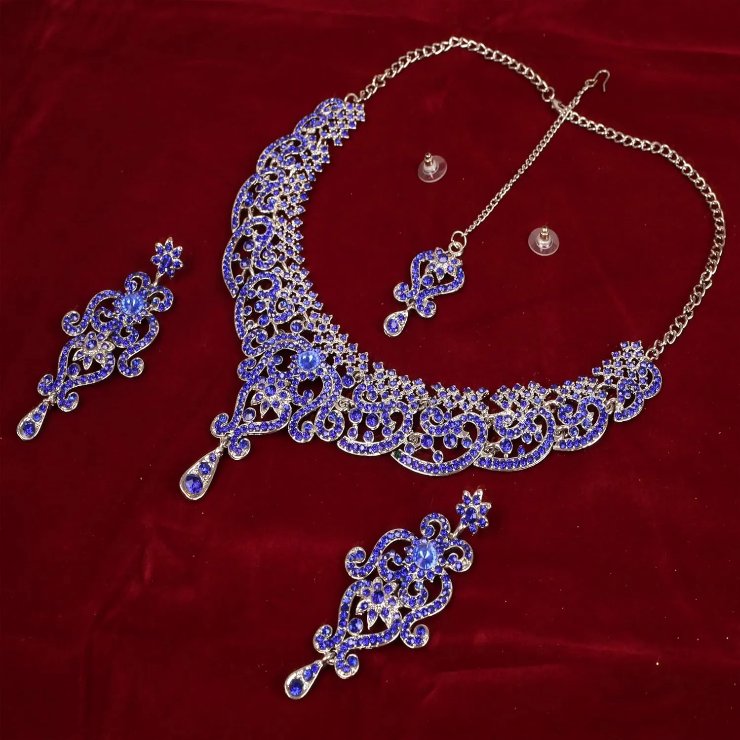 Touchstone Indian jewelry set for women bollywood gold jewellery wedding outfits necklace sets earrings bridal maang tikka fancy costume girls big desi accessories rhinestone in gold or silver tone