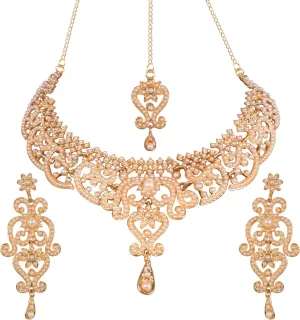 Touchstone Indian jewelry set for women bollywood gold jewellery wedding outfits necklace sets earrings bridal maang tikka fancy costume girls big desi accessories rhinestone in gold or silver tone