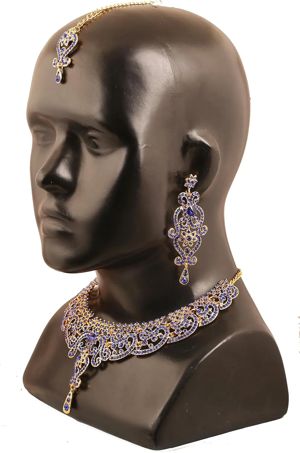 Touchstone Indian jewelry set for women bollywood gold jewellery wedding outfits necklace sets earrings bridal maang tikka fancy costume girls big desi accessories rhinestone in gold or silver tone