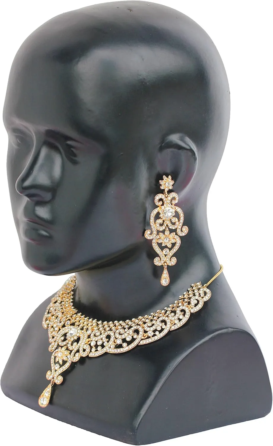 Touchstone Indian jewelry set for women bollywood gold jewellery wedding outfits necklace sets earrings bridal maang tikka fancy costume girls big desi accessories rhinestone in gold or silver tone