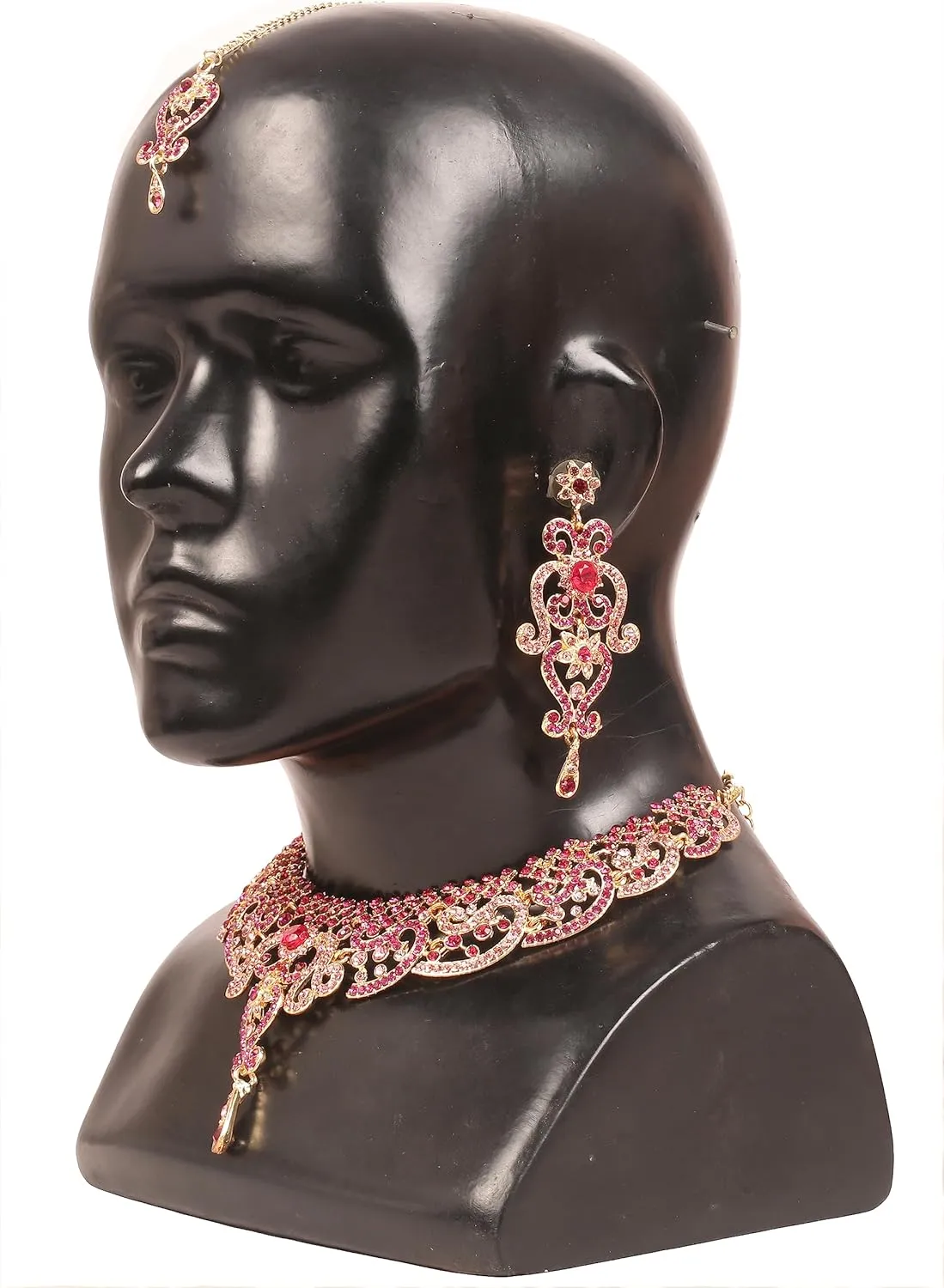 Touchstone Indian jewelry set for women bollywood gold jewellery wedding outfits necklace sets earrings bridal maang tikka fancy costume girls big desi accessories rhinestone in gold or silver tone