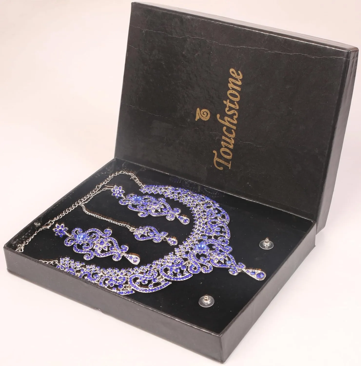Touchstone Indian jewelry set for women bollywood gold jewellery wedding outfits necklace sets earrings bridal maang tikka fancy costume girls big desi accessories rhinestone in gold or silver tone