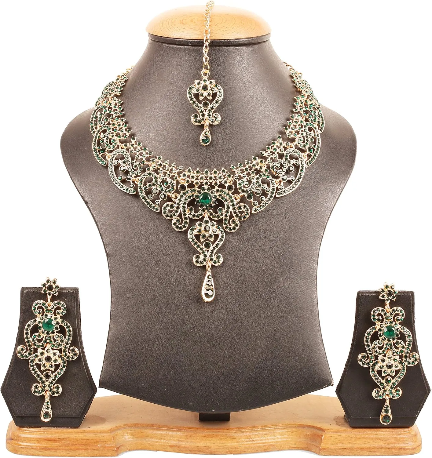 Touchstone Indian jewelry set for women bollywood gold jewellery wedding outfits necklace sets earrings bridal maang tikka fancy costume girls big desi accessories rhinestone in gold or silver tone