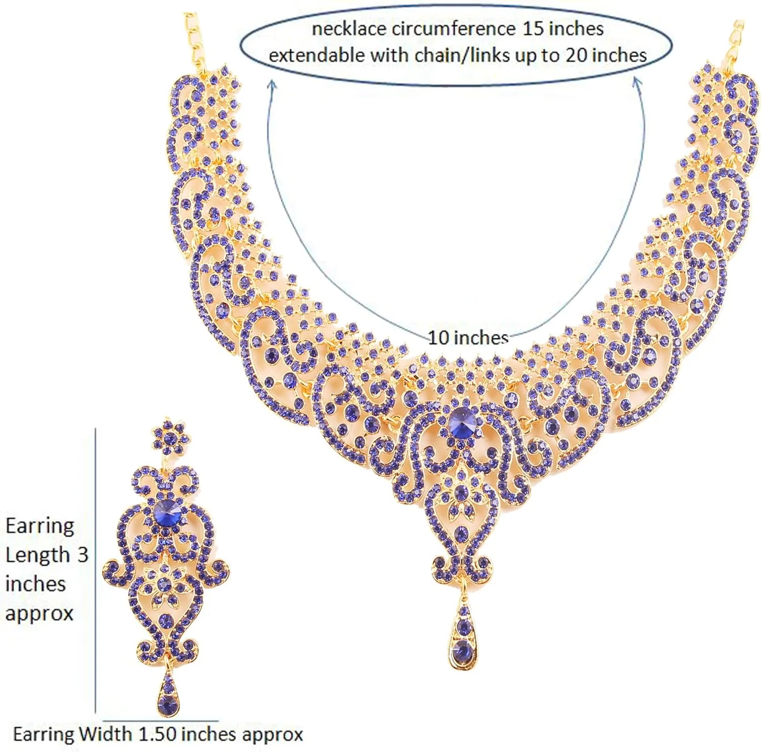 Touchstone Indian jewelry set for women bollywood gold jewellery wedding outfits necklace sets earrings bridal maang tikka fancy costume girls big desi accessories rhinestone in gold or silver tone