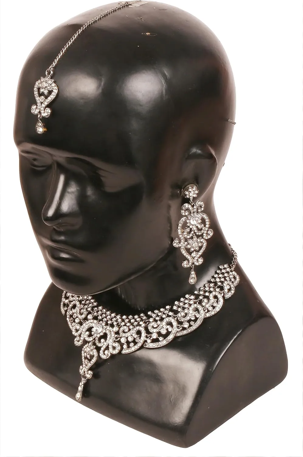 Touchstone Indian jewelry set for women bollywood gold jewellery wedding outfits necklace sets earrings bridal maang tikka fancy costume girls big desi accessories rhinestone in gold or silver tone