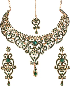 Touchstone Indian jewelry set for women bollywood gold jewellery wedding outfits necklace sets earrings bridal maang tikka fancy costume girls big desi accessories rhinestone in gold or silver tone