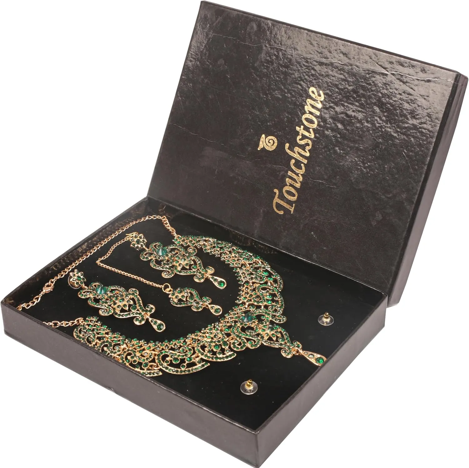 Touchstone Indian jewelry set for women bollywood gold jewellery wedding outfits necklace sets earrings bridal maang tikka fancy costume girls big desi accessories rhinestone in gold or silver tone