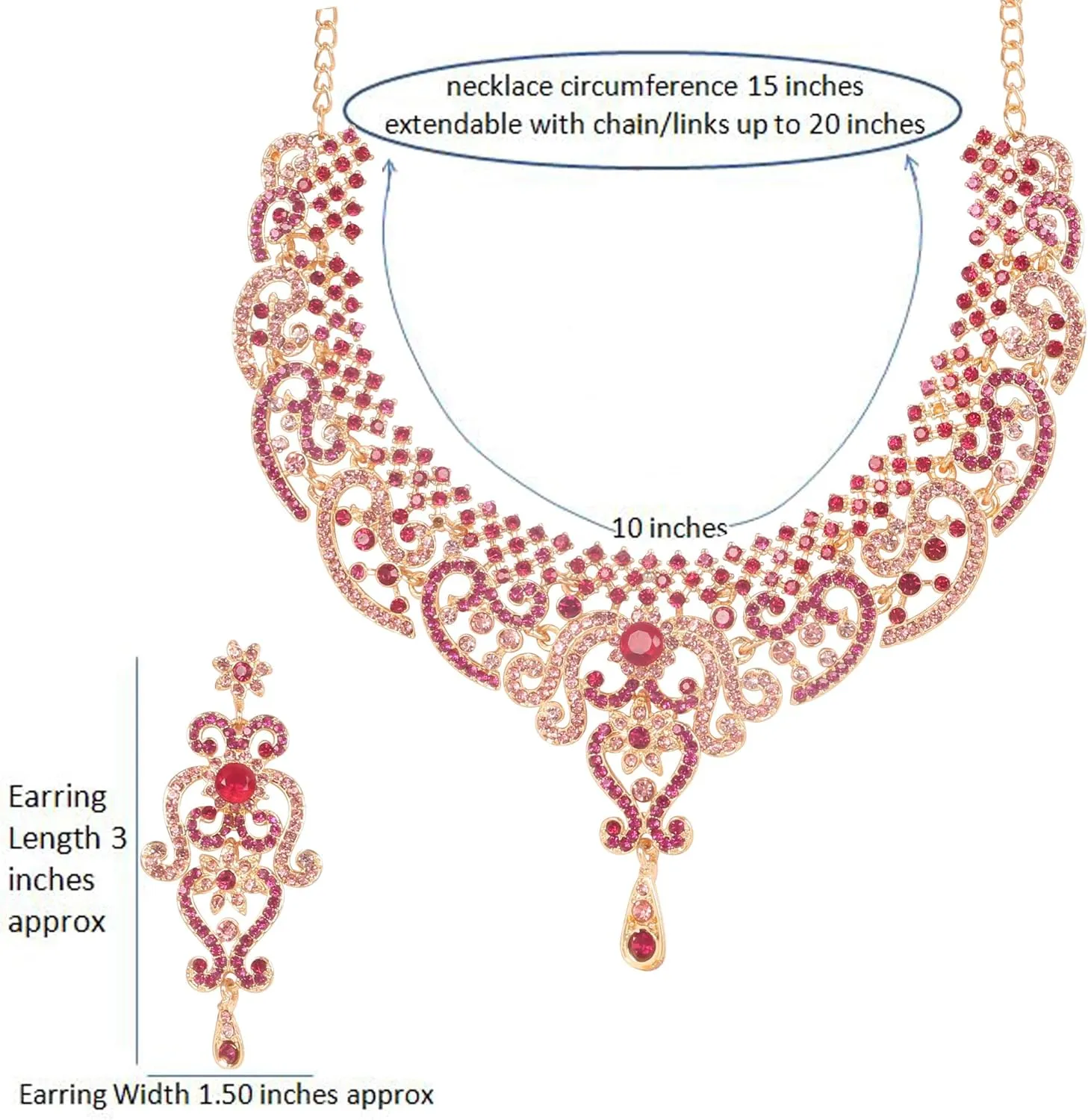Touchstone Indian jewelry set for women bollywood gold jewellery wedding outfits necklace sets earrings bridal maang tikka fancy costume girls big desi accessories rhinestone in gold or silver tone