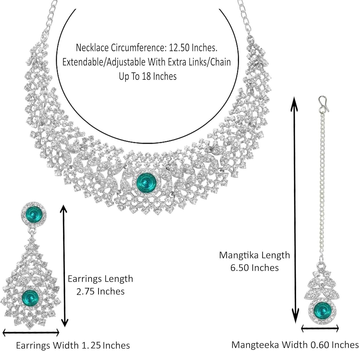 Touchstone Indian jewelry set for women rhinestone bridal necklace statement wedding brides earring formal big designer collar style trendy desi rhinestones maang tikka fashion in gold or silver tone