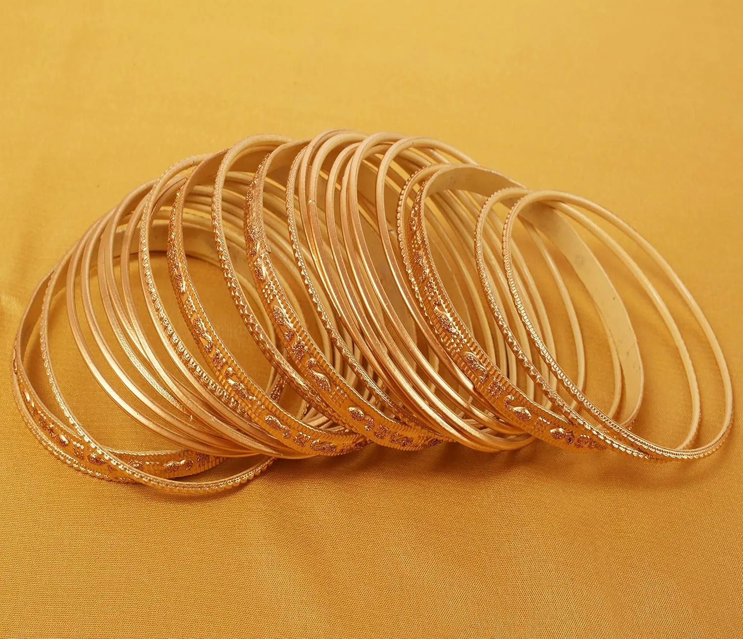 Touchstone "Colorful 2 Dozen Bangle Collection Indian Bollywood Alloy Designer Jewelry Special Large Size Bangle Bracelets Set of 24 in Gold Tone for Women.