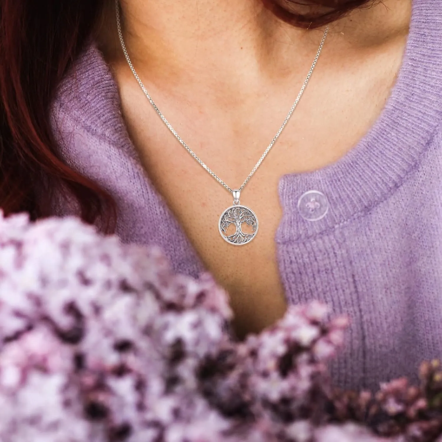 Tree of Life Necklace Sterling Silver Crystal Abalone Shell Tree Pendant with Heart Family Tree Jewelry for Women Mother's Day Gifts