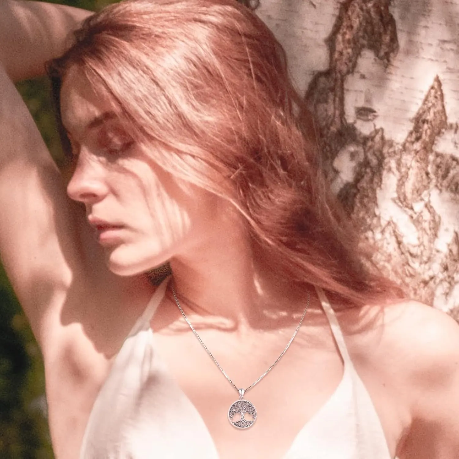 Tree of Life Necklace Sterling Silver Crystal Abalone Shell Tree Pendant with Heart Family Tree Jewelry for Women Mother's Day Gifts