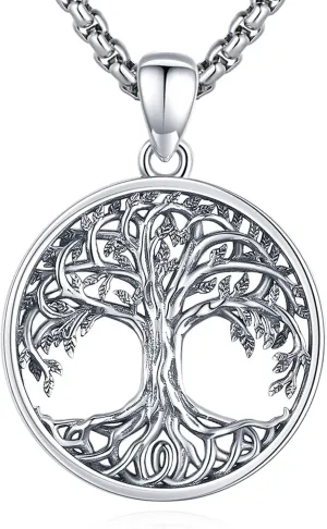 Tree of Life Necklace Sterling Silver Crystal Abalone Shell Tree Pendant with Heart Family Tree Jewelry for Women Mother's Day Gifts