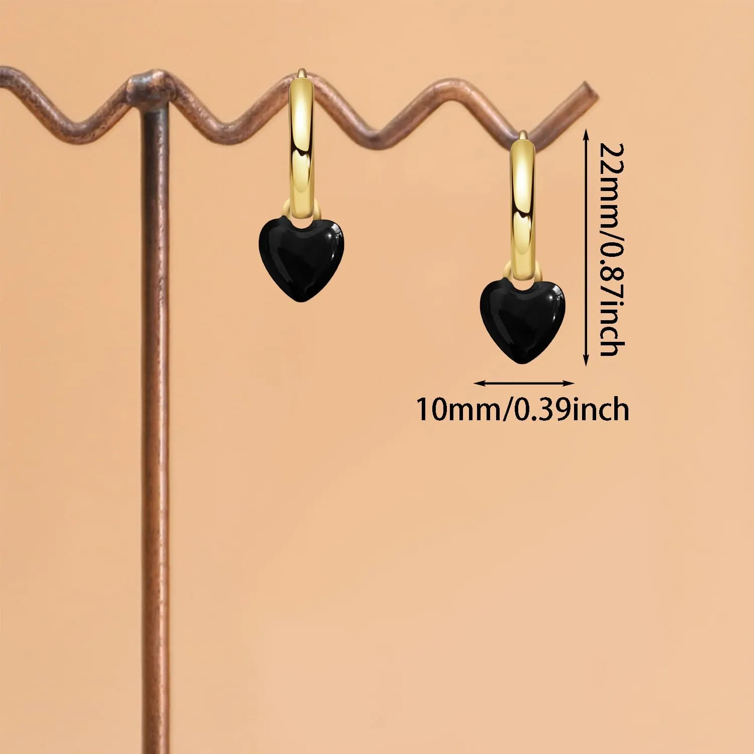 Trendy 14K Gold Love Heart Huggie Hoop Earrings Charms Dainty Red Enamel Dangle Drop Earrings for Women Lover Wife Mom Minimalist Heart Valentine's Day and Mother's Day