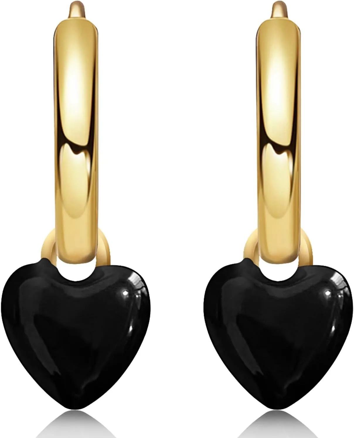 Trendy 14K Gold Love Heart Huggie Hoop Earrings Charms Dainty Red Enamel Dangle Drop Earrings for Women Lover Wife Mom Minimalist Heart Valentine's Day and Mother's Day