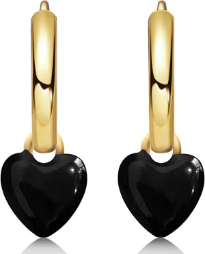 Trendy 14K Gold Love Heart Huggie Hoop Earrings Charms Dainty Red Enamel Dangle Drop Earrings for Women Lover Wife Mom Minimalist Heart Valentine's Day and Mother's Day