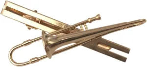 Trombone Tie Clip Tie Pin Badge Button   Box Miniblings Gold Plated Tiepin