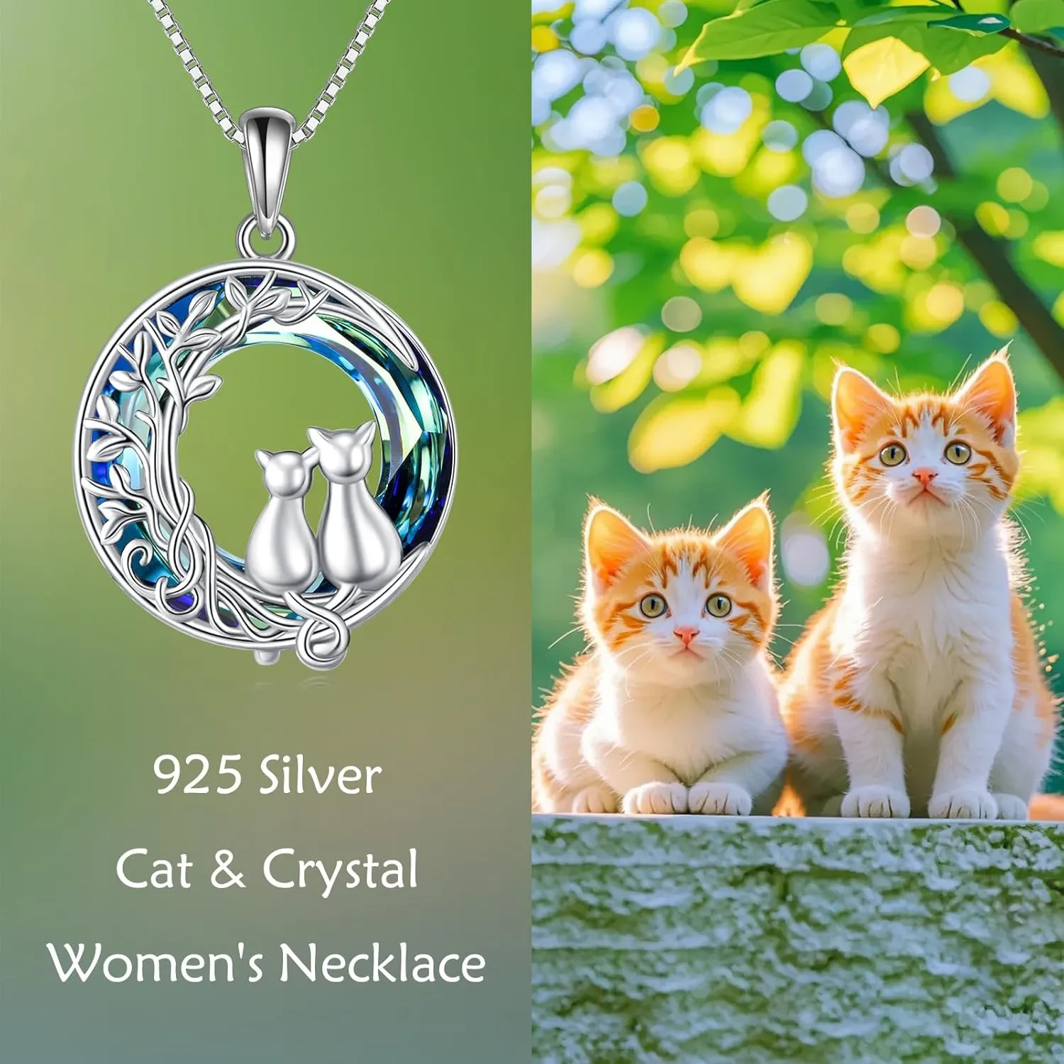 Turtle/Black Cat/Compass Necklace Sterling Silver Crystal Pendant Necklaces Cute Animal Jewerly for Women Mom