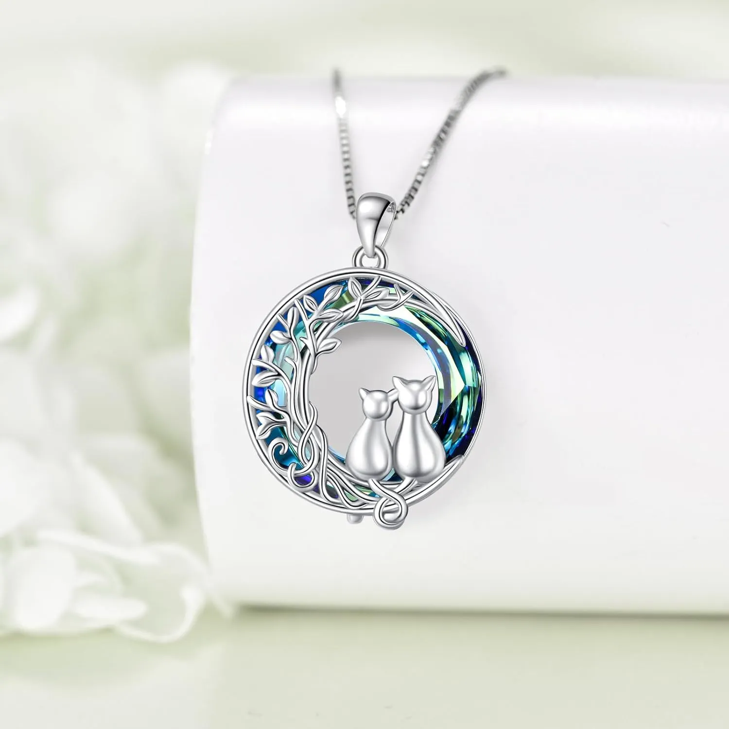 Turtle/Black Cat/Compass Necklace Sterling Silver Crystal Pendant Necklaces Cute Animal Jewerly for Women Mom