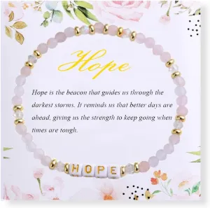 UEUC Motivational Bracelet for Women, Letter Beads Encouragement Crystal Stretch Bracelets, 4mm Stone Inspirational Jewelry Gifts with Meaning Card