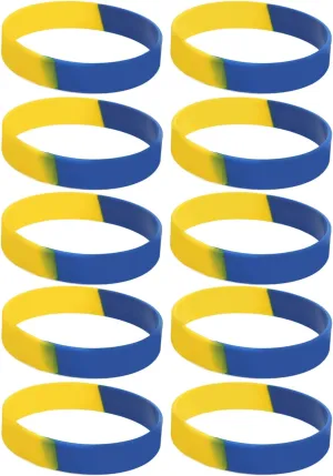 Ukrainian Rubber Bracelet 10pcs Ukraine Flag Bracelet Great Gift for Game Events!
