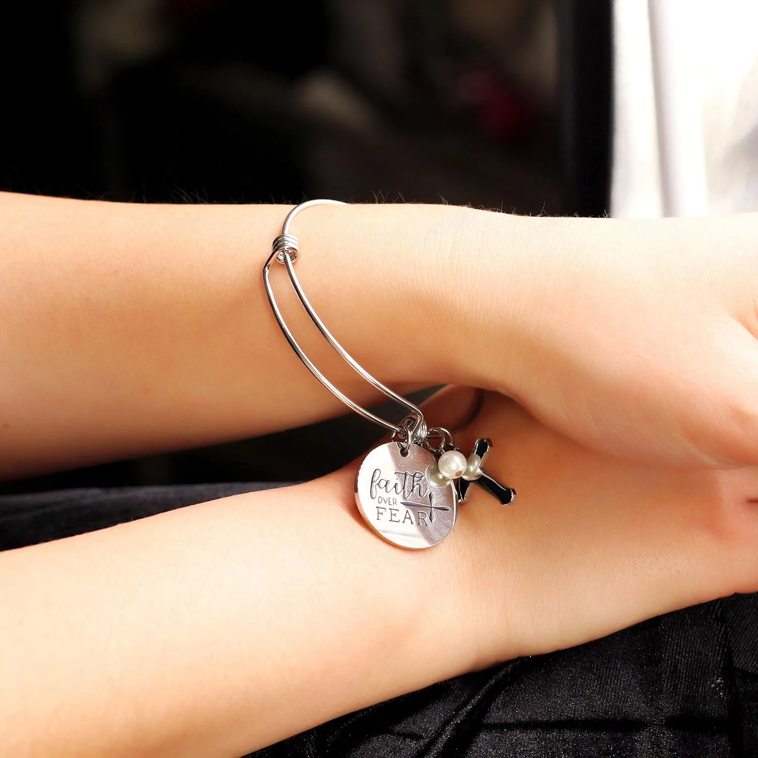 Uloveido Stainless Steel Christian Bible Verse Quote Expandable Wire Bangle Bracelets 2.5 Inches