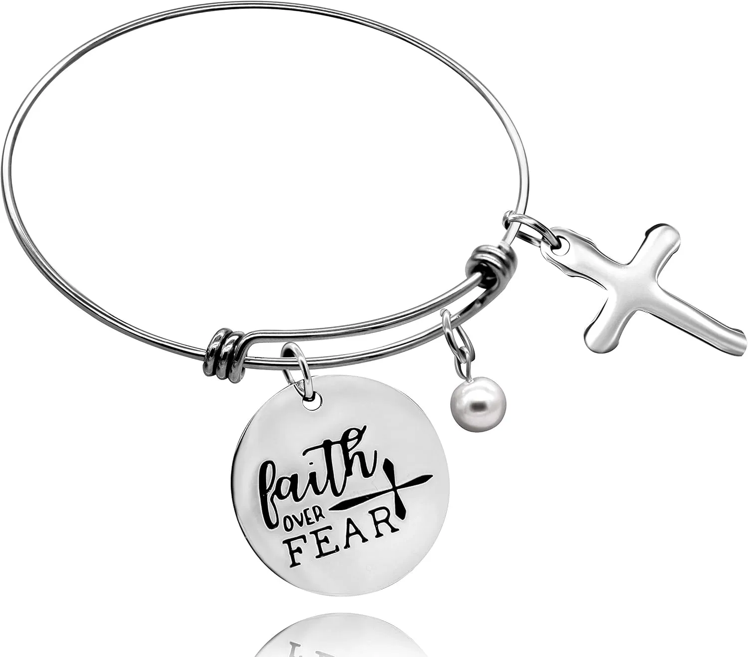 Uloveido Stainless Steel Christian Bible Verse Quote Expandable Wire Bangle Bracelets 2.5 Inches