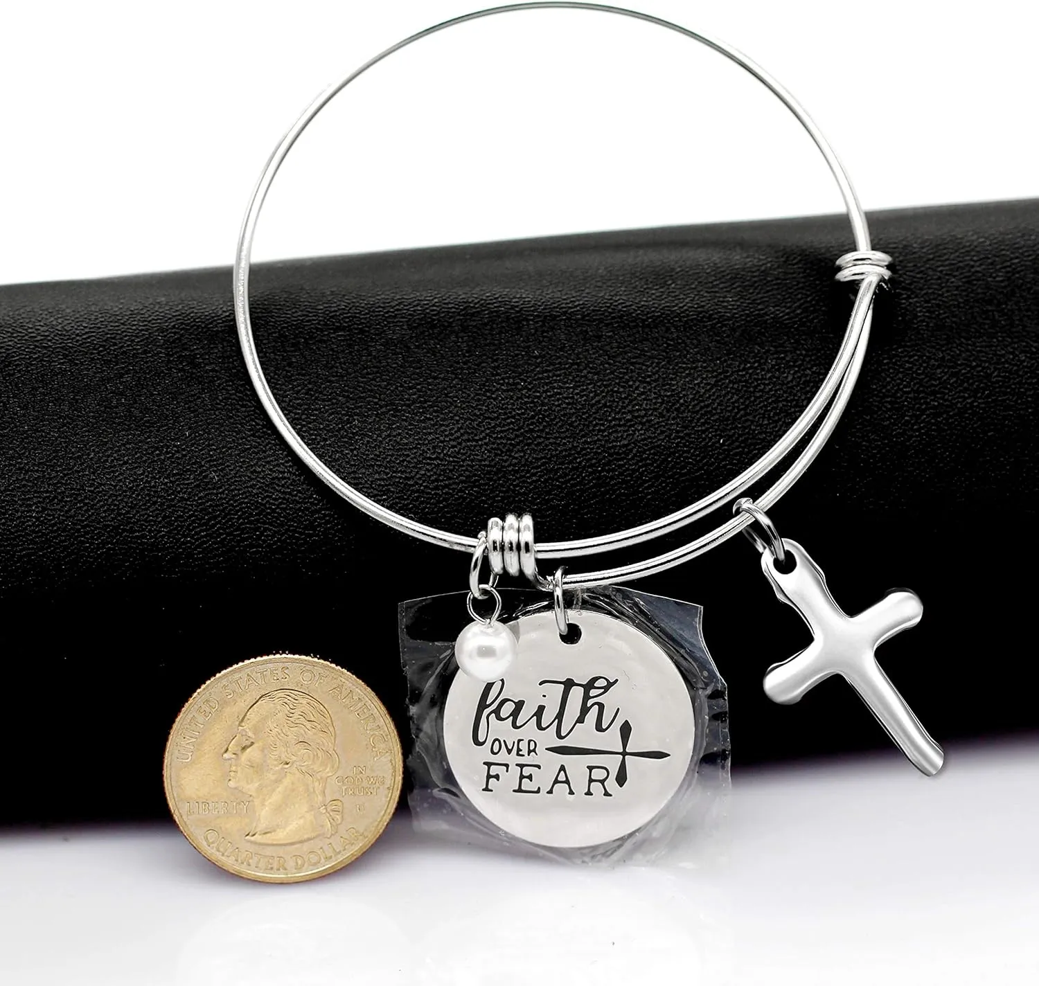 Uloveido Stainless Steel Christian Bible Verse Quote Expandable Wire Bangle Bracelets 2.5 Inches