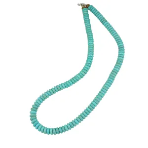 Unisex Turquoise Magnesite Gemstone Beaded Necklace  Size Choices (16 inches long)