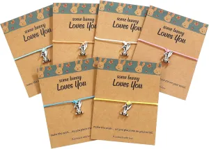 Ursilver Easter Gifts for Girls, Stainless Steel Adjustable Bunny Charm Bracelets Cute Bunny Rabbit Friendship Cards Easter Bunny Rabbit Bracelets Easter Gifts for Women Girls Teen Girls Jewelry