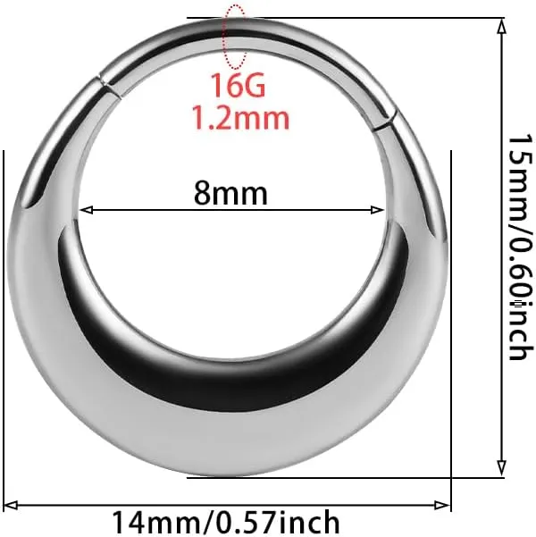 Vankula 16G/8mm Septum Ring Hoop, 316l Stainless Steel Segment Nose Rings for Men and Women, Hypoallergenic Cartilage Clicker Hoop Earrings Piercing Jewelry for Daith, Tragus, Rook