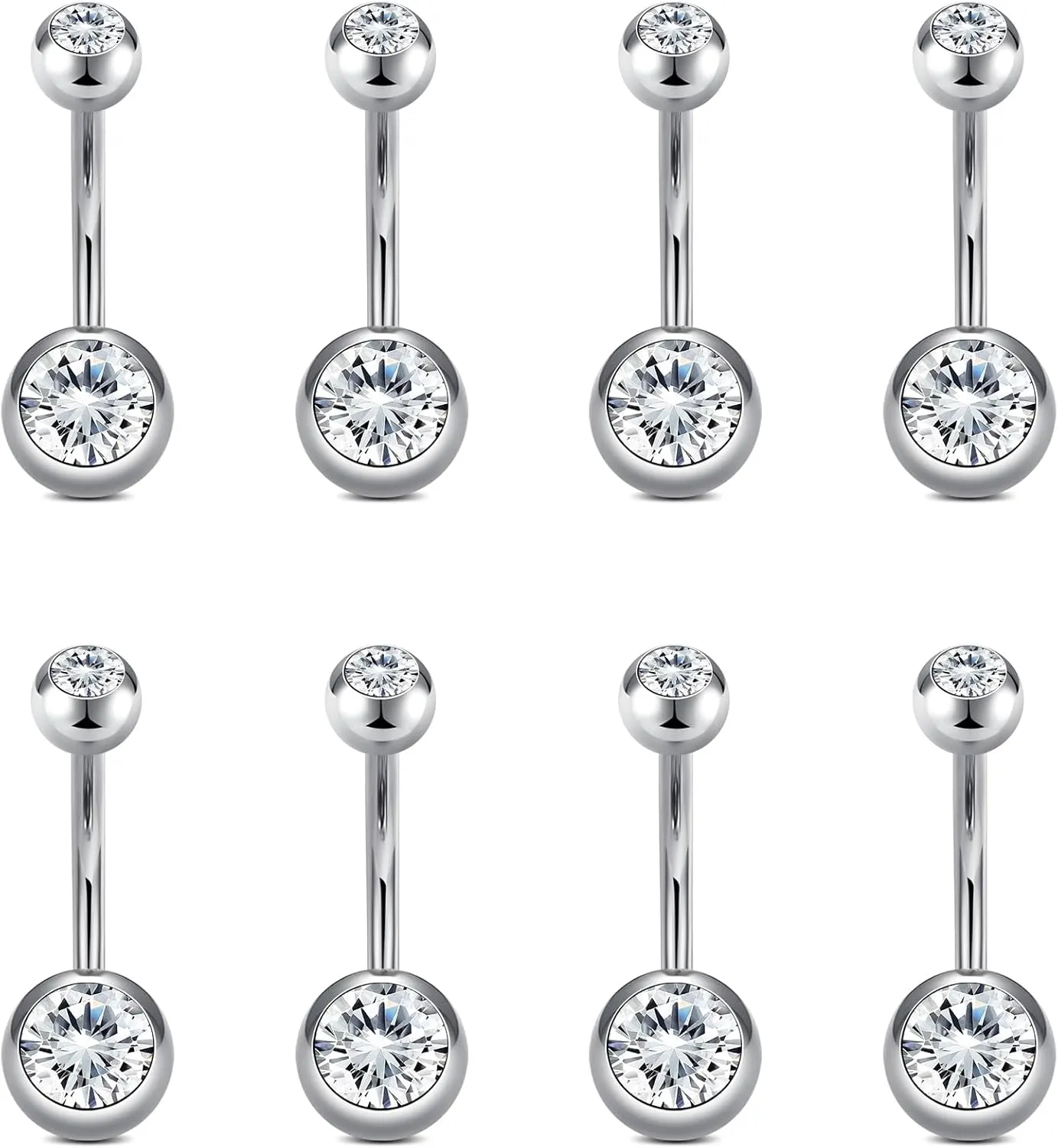 VCMART 14g Belly Button Ring Belly Button Piercing Belly Rings Surgical Steel Belly Button Rings 6mm 8mm 10mm 12mm 14mm 16mm 18mm Short Long Bar Belly Piercing Jewelry for Women