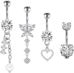 VCMART Belly Button Ring Belly Button Piercing Surgical Steel Belly Rings 14G Belly Button Rings Belly Navel Rings Piercing Jewelry
