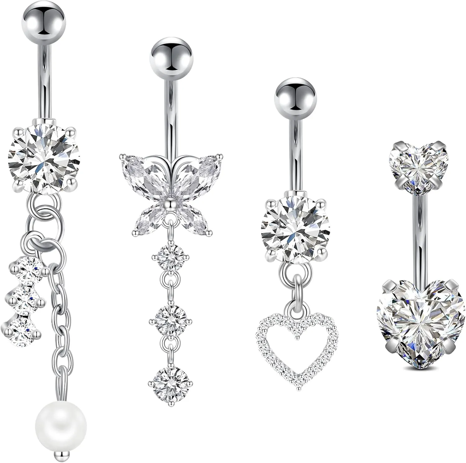 VCMART Belly Button Ring Belly Button Piercing Surgical Steel Belly Rings 14G Belly Button Rings Belly Navel Rings Piercing Jewelry