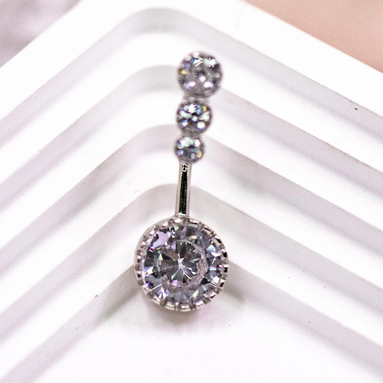 VERAMI 14G 925 Sterling Silver Belly Button Rings For Women 12mm Bar Navel Ring Round Cubic Zirconia Belly Rings Clear CZ Navel Rings Piercing