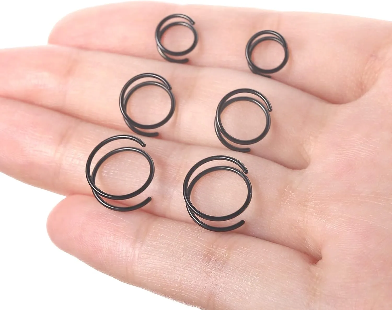 VOJO G23 Titanium Spiral Double Hoop Nose Rings 20G 6/8/10mm Hypoallergenic Thin Piercing Jewelry for Women Men