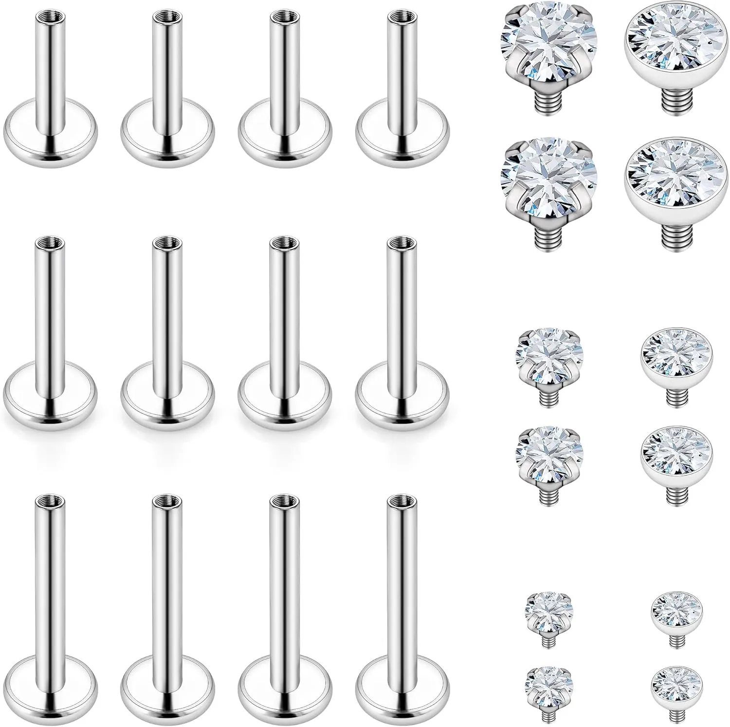 Vsnnsns 14G Lip Rings Stainless Steel Tragus Helix Conch Piercing Jewelry Snake Bite Piercing Monroe Lip Rings Labret Medusa Cartilage Lobe Earrings Piercing Jewelry Cubic Zirconia 2MM 3MM 4MM