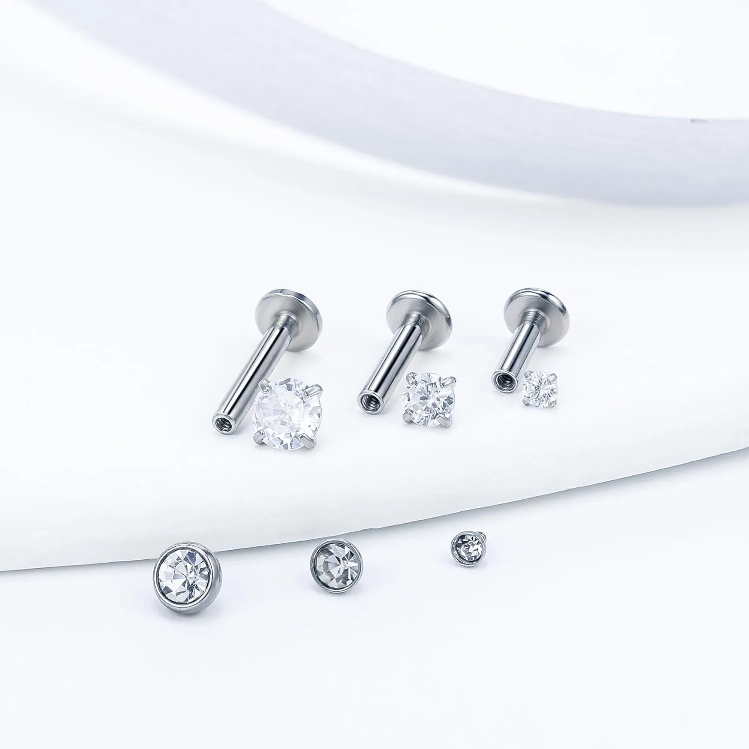 Vsnnsns 14G Lip Rings Stainless Steel Tragus Helix Conch Piercing Jewelry Snake Bite Piercing Monroe Lip Rings Labret Medusa Cartilage Lobe Earrings Piercing Jewelry Cubic Zirconia 2MM 3MM 4MM