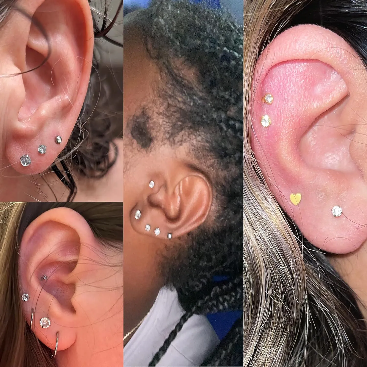 Vsnnsns 14G Lip Rings Stainless Steel Tragus Helix Conch Piercing Jewelry Snake Bite Piercing Monroe Lip Rings Labret Medusa Cartilage Lobe Earrings Piercing Jewelry Cubic Zirconia 2MM 3MM 4MM
