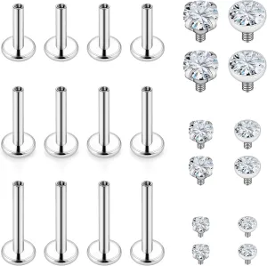 Vsnnsns 14G Lip Rings Stainless Steel Tragus Helix Conch Piercing Jewelry Snake Bite Piercing Monroe Lip Rings Labret Medusa Cartilage Lobe Earrings Piercing Jewelry Cubic Zirconia 2MM 3MM 4MM