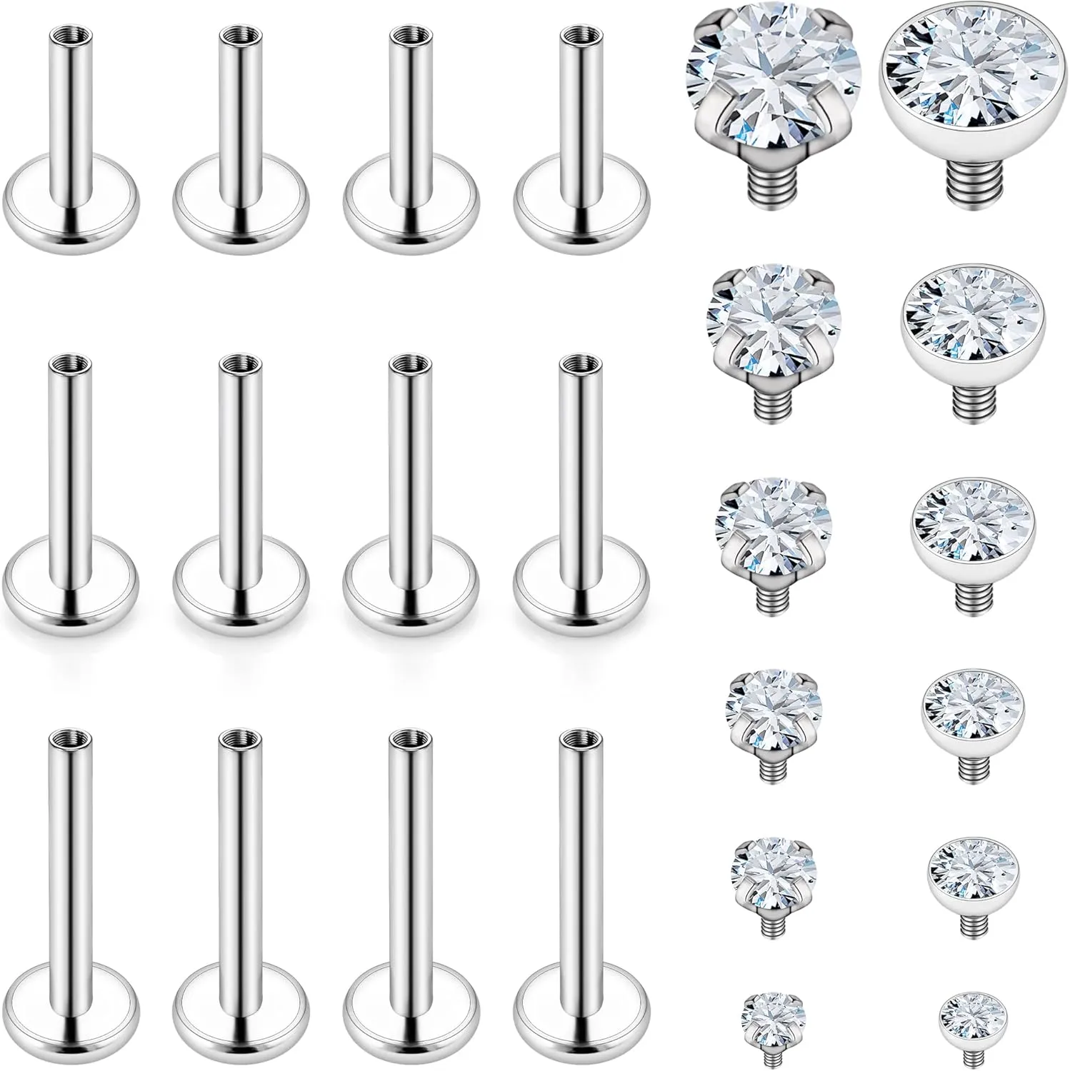 Vsnnsns 16G Lip Rings Stainless Steel Tragus Helix Conch Piercing Jewelry Snake Bite Piercing Monroe Lip Rings Labret Medusa Cartilage Lobe Earrings Piercing Jewelry CZ 2MM 2.5MM 3MM 3.5MM 4MM 4.5MM