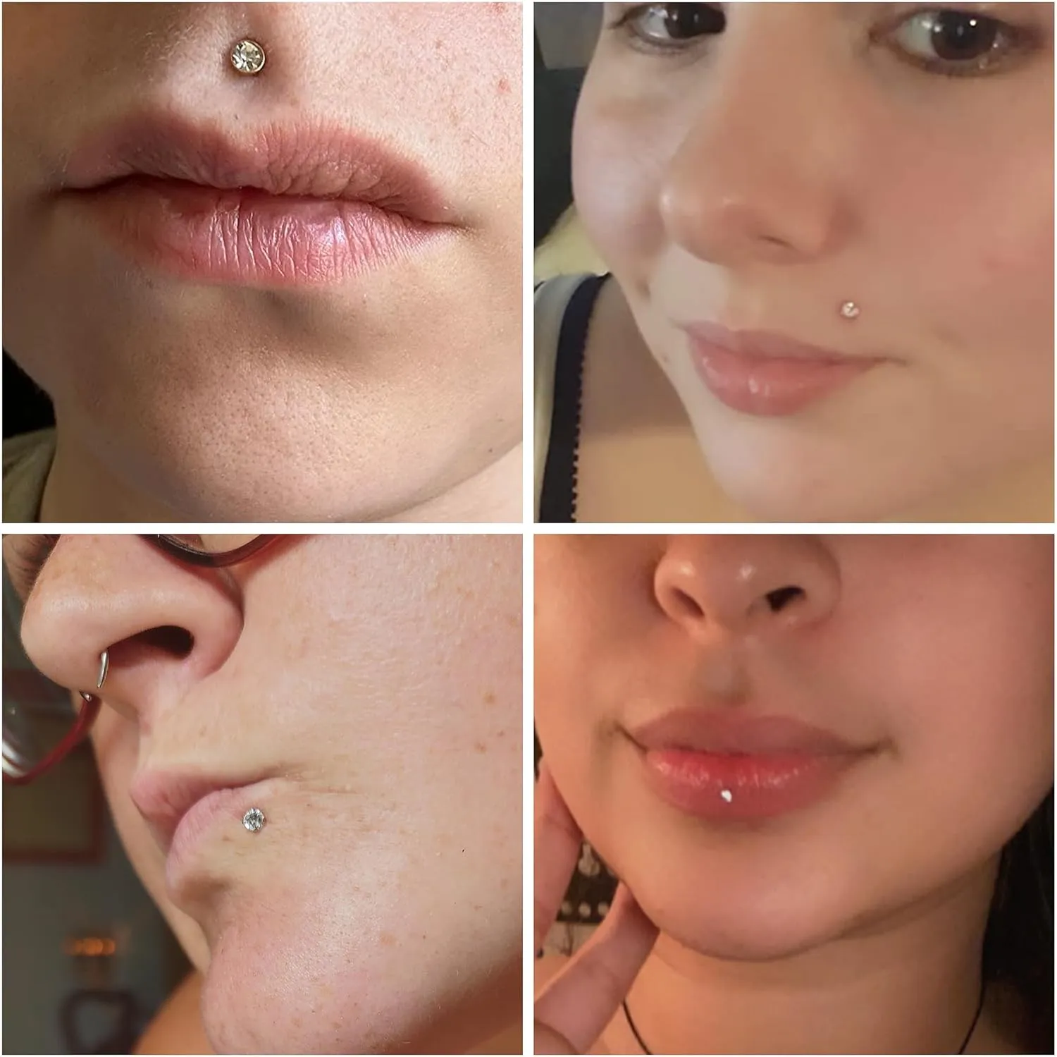 Vsnnsns 16G Lip Rings Stainless Steel Tragus Helix Conch Piercing Jewelry Snake Bite Piercing Monroe Lip Rings Labret Medusa Cartilage Lobe Earrings Piercing Jewelry CZ 2MM 2.5MM 3MM 3.5MM 4MM 4.5MM