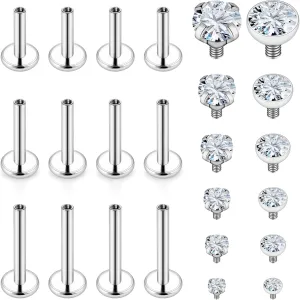 Vsnnsns 16G Lip Rings Stainless Steel Tragus Helix Conch Piercing Jewelry Snake Bite Piercing Monroe Lip Rings Labret Medusa Cartilage Lobe Earrings Piercing Jewelry CZ 2MM 2.5MM 3MM 3.5MM 4MM 4.5MM