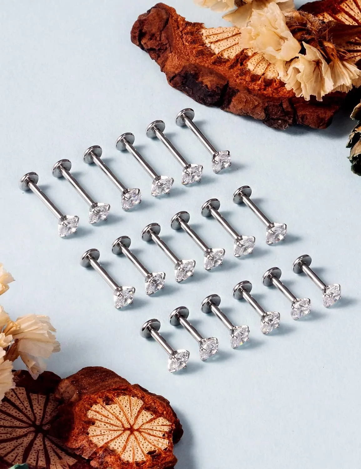 Vsnnsns 16G Lip Rings Stainless Steel Tragus Helix Conch Piercing Jewelry Snake Bite Piercing Monroe Lip Rings Labret Medusa Cartilage Lobe Earrings Studs Piercing Jewelry 6MM 8MM 10MM Silver 18PCS