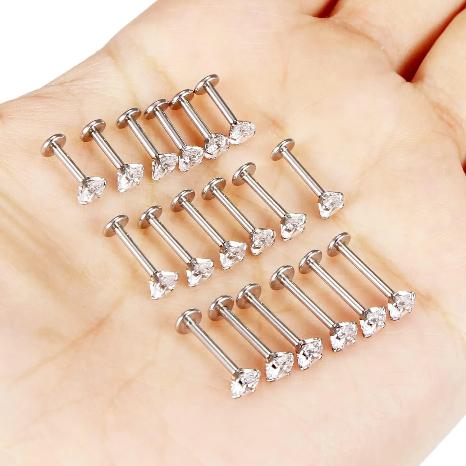 Vsnnsns 16G Lip Rings Stainless Steel Tragus Helix Conch Piercing Jewelry Snake Bite Piercing Monroe Lip Rings Labret Medusa Cartilage Lobe Earrings Studs Piercing Jewelry 6MM 8MM 10MM Silver 18PCS