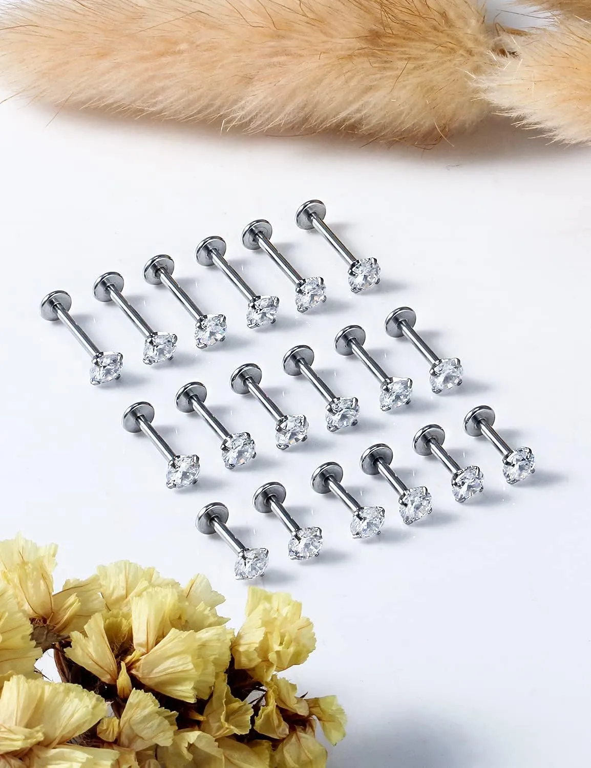 Vsnnsns 16G Lip Rings Stainless Steel Tragus Helix Conch Piercing Jewelry Snake Bite Piercing Monroe Lip Rings Labret Medusa Cartilage Lobe Earrings Studs Piercing Jewelry 6MM 8MM 10MM Silver 18PCS