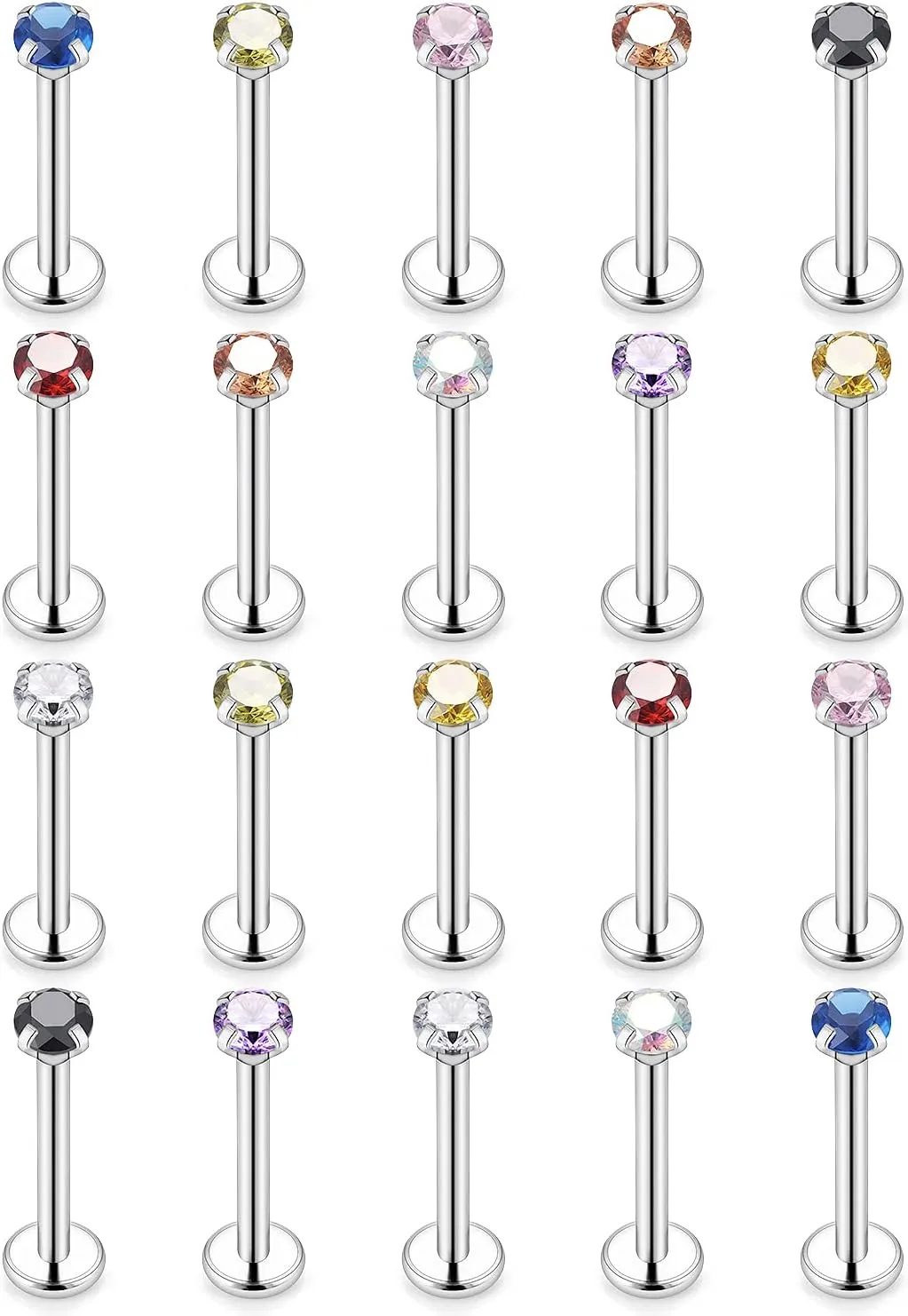 Vsnnsns 16G Lip Rings Stainless Steel Tragus Helix Conch Piercing Jewelry Snake Bite Piercing Monroe Lip Rings Labret Medusa Cartilage Lobe Earrings Studs Piercing Jewelry 6MM 8MM 10MM Silver